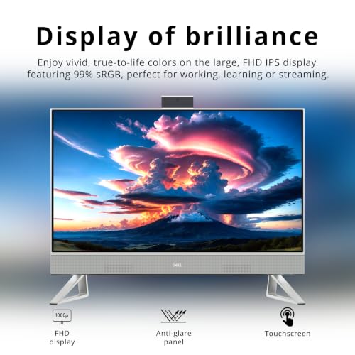 Image of Dell 23.8 inch FHD Touch All-in-One Desktop, Intel Core 7 150U, 64GB DDR5 RAM, 3TB Storage (2TB SSD+1TB Docking Station Set), Intel Graphics, FHD Webcam, Wireless Keyboard & Mouse, Win 11, White