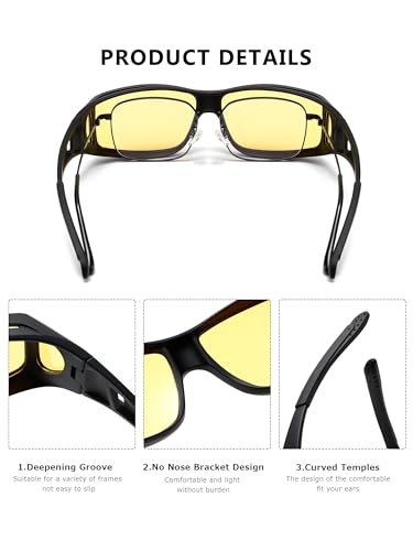 (2 PACK) Fit Over Glasses Sunglasses for Men Women,Wrap Around Sunglasses Polarized UV400 Protection3