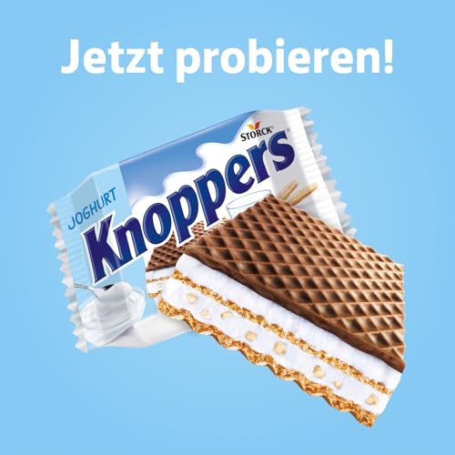 Knoppers Joghurt – 8 x 25g – Gefüllte Waffelschnitte mit Joghurtcreme und Nougatcremefüllung
