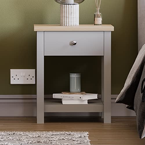 Vida Designs Arlington 1 Drawer Side Table Living Room End Sofa Coffee Laptop Tea Table (Grey) - Image 3