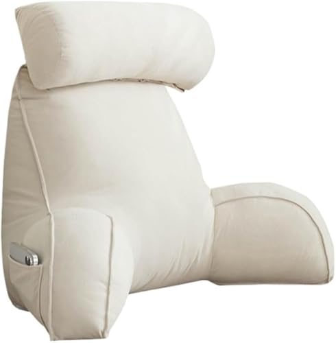 KryZaro 背もたれクッション 枕付き 低反発ビーズ素材 ベッド・座椅子・ソファ用 レストクッション腰楽 テレビ枕・腰枕・背中クッション 読書/テレビ/映画鑑賞/ゲーム用 就寝前くつろぎ プレゼント適合 ベッド用枕