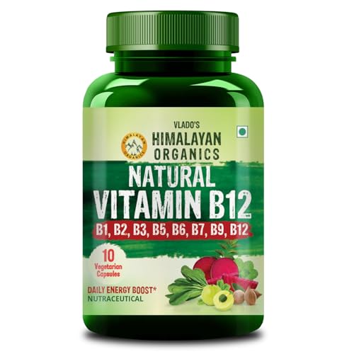 Image of Vlado's Himalayan Organics Natural Vitamin B12 Supplement | B1,B2,B3,B5,B6,B7,B9,Moringa| Boost Energy Level | Good For Digestion And Nerve Health | Glowing Skin For Men & Women - 10 Veg Tablet