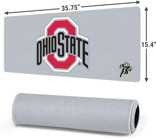 Skinit Extra Large Gaming Mouse Pad - Officially Licensed OSU Ohio State Logo Design with Stitched Edges, Waterproof, Non-Slip Rubber Base, Desk Mat for Keyboard & Mouse, 35.75" x 15.4" inches