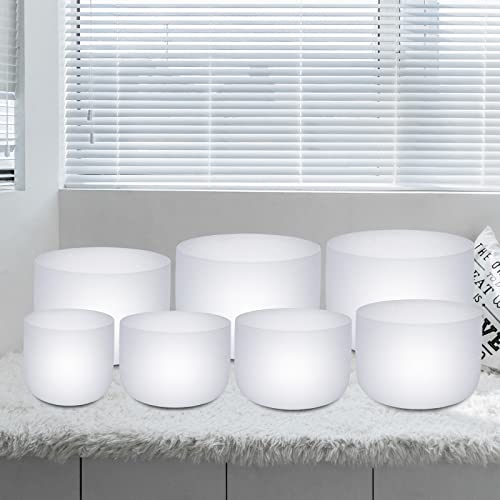 Solshine 6-12 Inch Crystal Singing Bowl Set Of 7 For Sound Healing With 2Pcs Free Heave Duty Carring Case Crystal Mallet And O-Ring Sound Repairer #TOP4