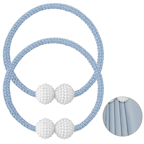 Image of 2Pack Magnetic Curtain Tiebacks, Curtain Tiebacks Buckles Holdbacks Holder Hooks Clip,Decorative Drape Handmade Curtain Tie Back(Turquoise)