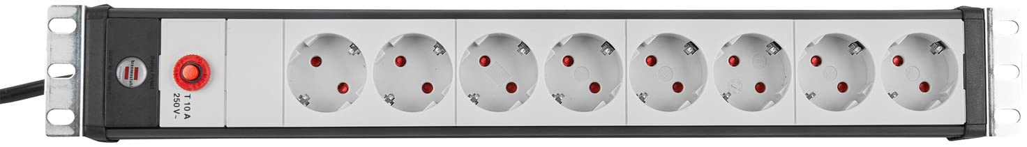 Brennenstuhl Premium-Line regleta de enchufes 19" para Armario Rack con 8 Tomas de Corriente y Clavija IEC (Cable de 3 m, Unidad de distribución, 19" Formato para Montaje)