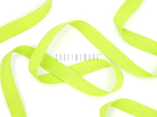 Craftmemore 3/8 Inch Twill Tape Fabric Ribbons Webbing Herringbone Twill Bias Binding Tape For Clothes Sewing Craft Trim Lace 36 Yards (Mp44 Lime Green) #TOP18