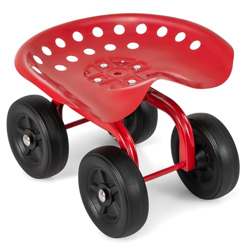 Goplus Garden Cart with Wheels, Utility Stool Cart...