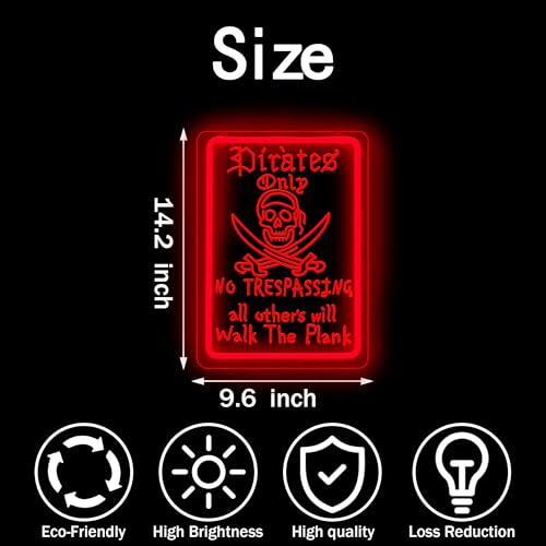 Image of Pirate Walk the Gangplank Neon Sign, USB Powered LED Light | Pirate Wall Decor for Bedroom, Game Room, Halloween Party, Bar, Theme Event and Fans Gift