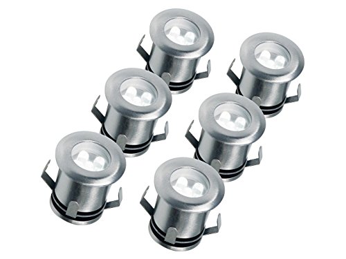 Preisvergleich Produktbild 6er Set LED Bodeneinbaustrahler Edelstahl Ø 3cm Bodeneinbauleuchten Gamma 199791