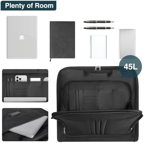 Pucuwu Garment Bag for Travel - Large Carry on Garment Bags with Strap for Men Women, Waterproof Hanging Suit Luggage Bag for Business, Wrinkle Free Suitcase Cover for Shirts Dresses Coats, Black,