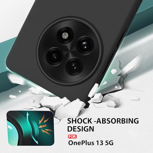 Image of LIRAMARK Liquid Silicone Soft Back Cover Case for OnePlus 13R 5G| Soft Micro-Fibre Lining Inside | Camera Protection Bump (Black)