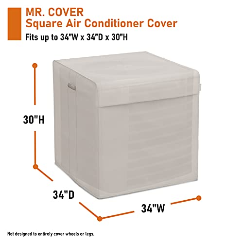MR. COVER 34 Inch Air Conditioner Covers for Outside Units, Outdoor Central AC Cover Waterproof, Fits Up to 34W x 34D x 30H, Snow-Resistant Material