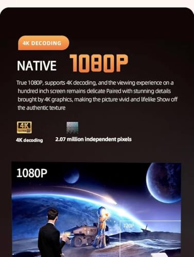 Image of BIGASUO 4k Ultra HD 1080p Portable Smart Projector 15000 Lumens Wi-Fi & Bluetooth Zoom Adjustment & Miracast Supports Netflix, YouTube & Play Store HDMI, USB, RJ45 | Android & iOS Support (BG58)