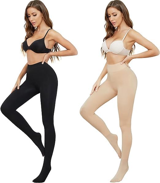 classy wrap Women Winter Warm Pantyhose Tights Elastic Fleece Lined Leggings Pants - Free Size (Black&Beige)-picture-30