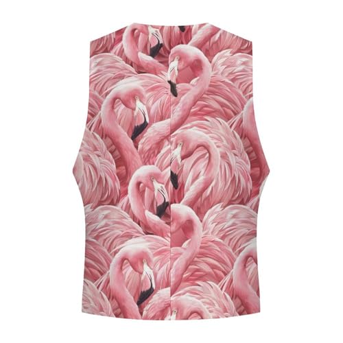 Fluffy Flamingos Casual Suit Vest for Men Formal Business Dress Regular Fit Waistcoat for Tuxedo4