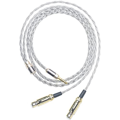 6N Single Crystal Silver Headphone Cable for Audeze LCD-X LCD-GX LCD-XC LCD-2 LCD-5 LCD-MX4 LCD-4z Elite Empyrean II 4Pin mini XLR 4.4mm Balanced Hi-Fi Headphone Audio Upgrade Cable (4.4mm Plug)