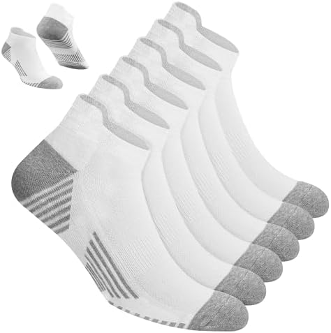 NAVYSPORT 6 Paar Herren Sportsocken aus Baumwolle | Sneaker-, Quarter- & Crew-Socken | DRI-WIK Feuchtigkeitsmanagement | Fußgewölbe-Kompression | Gepolstertes Fußbett | Verstärkte