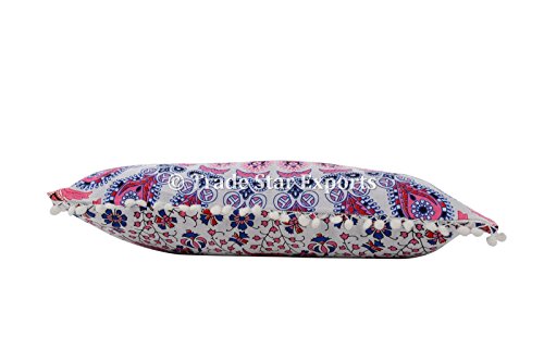 Trade Star Exports Euro Shams Pillow Cover Ombre Mandala 26X26 Inches Floor Cushion Cover Decorative Indian Throw Screen Printed Pillow Cases With Pom Pom For Reception Decor #TOP3