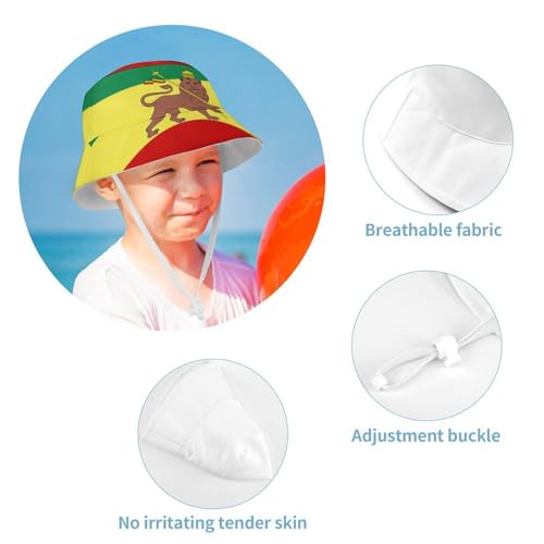 Jamaica Rasta Lion FlagChildren's Bucket Hat for Boys and Girls, Breathable Summer Beach Hat54cm4