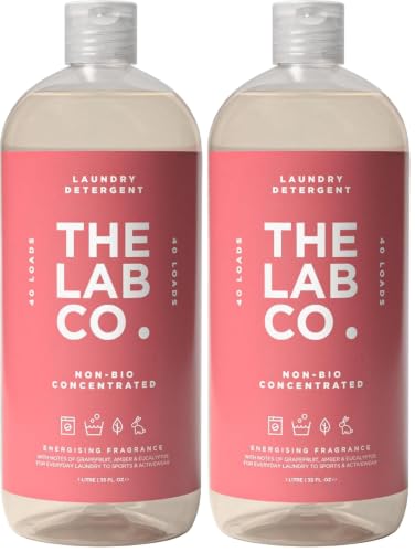 Image of The Lab Co. Non-Bio Concentrated Laundry Detergent | 40 Loads, 1L | Non-Toxic Fragrance | Energising Grapefruit, Amber & Eucalyptus Scent | Plant-Based, Vegan, Cruelty-Free, Sensitive Skin Safe