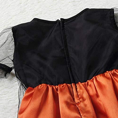MEIYIN Fantasia de cosplay de bruxa para meninas, vestido de manga curta com fita de bolinhas, chapé