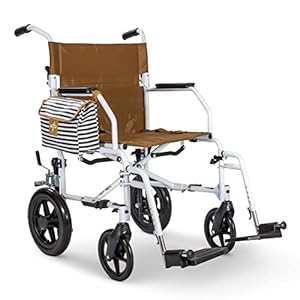 Medline Foldable Transport Chair w/Microban for Seniors & Post-Surgery Patients (300 lb. Weight Capacity), White
