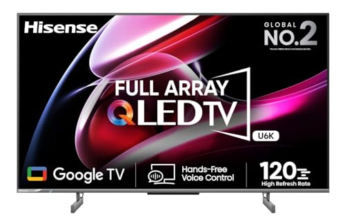 Image of Hisense 164 cm (65 inches) 4K Ultra HD Smart QLED Google TV 65U6K (Grey)