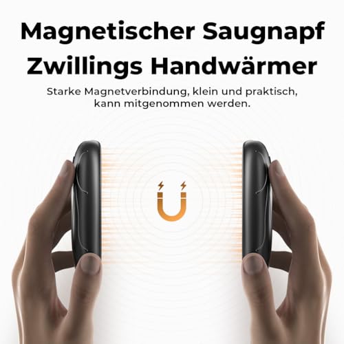 VOSFEEL Elektrischer Handwärmer 2er-Pack, Handwärmer Magnetische Tragbare 6000mAh, 3 Einstellbaren Heizmodi USB Wiederaufladbar… – Ansicht 5