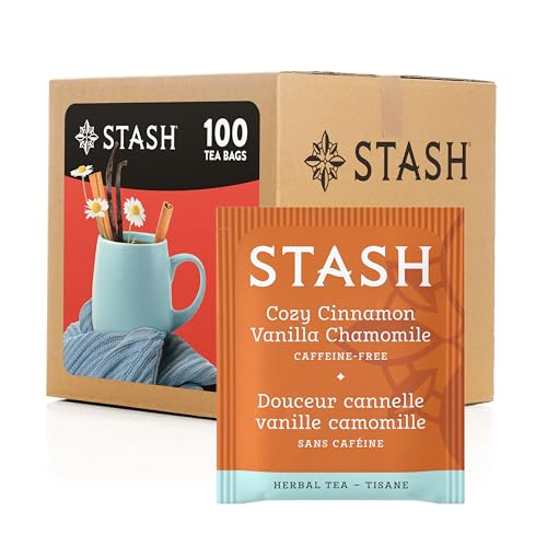 STASH Cozy Cinnamon Vanilla Chamomile Herbal Tea, 100 Bags Bulk Pack, Caffeine Free