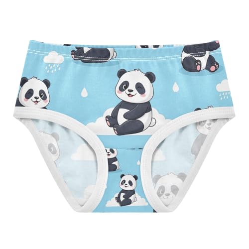 Toddler Girl Briefs, Cute Cartoon Pandas Blue Girls' Cotton Brief Underwear, 2T–8 Years