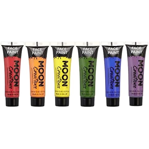 Moon Creations Face & Body Paint Tubes | Gay Pride LGBTQ Set | 12ml | Ready to Use Face Paint | No Flake | Cruelty Free, Made in UK | Face Paint for Kids, Adults, Fancy Dress, Festivals, Halloween Cover