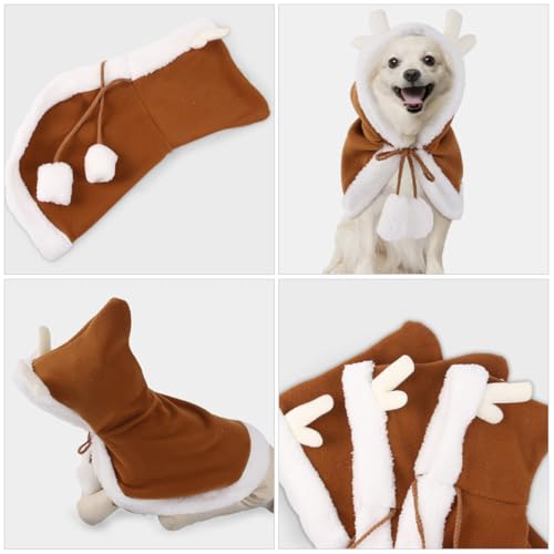 Capa disfraz reno para perro y gato talla S marrón miniatura 6