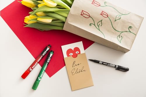 Pilot Twin Marker Pen - Permanent 2-in1 Markers - Fine & Extra Fine Dual Tips - 76% Recycled Begreen Range (Mixed, 6 Pack)