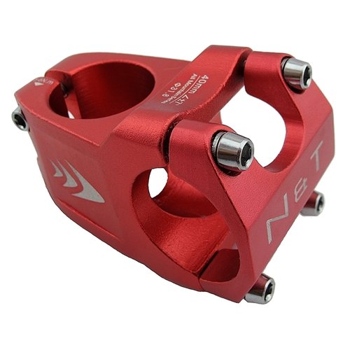 Potence courte 40 mm 31,8 mm Wave Bike rouge pour cintre de VTT et vélo de route