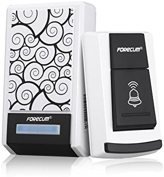 Smart Waterproof Wireless Doorbell Transmitter+Receiver Cordless Door Bell Ring 36 Melodies 100m Range Home Office (Forecum5, 1 Button and 1 Plugin Receiver)