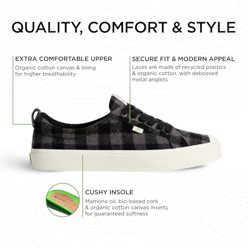 OCA Low Plaid Sneakers, Comfortable Shoes for Men, Lightweight & Sustainable, Versatile Casual Footwear with 100% Vegan Insoles, Rubber2