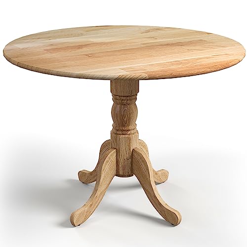 Giantex Round Dining Table, 39' D X 29' H, Rubber Wood Pedestal Table W/Round Tabletop & Curved Trestle Legs, 4-Person Dinner Table for Kitchen, Dining Room, Restaurant (Natural)