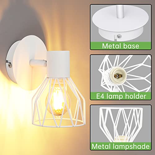 Kimjo Wall Lights E14 Adjustable, Wall Spotlights Wire Cage, Ceiling ...