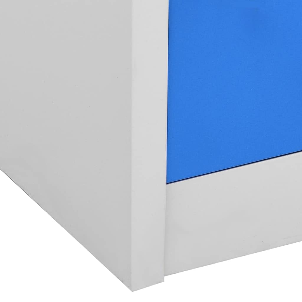 Set di 5 armadietti in acciaio grigio chiaro, blu, 90 x 45 x 92,5 cm, richiudibile, per ufficio, scuola, corridoio, balcone, spazio di archiviazione moderno