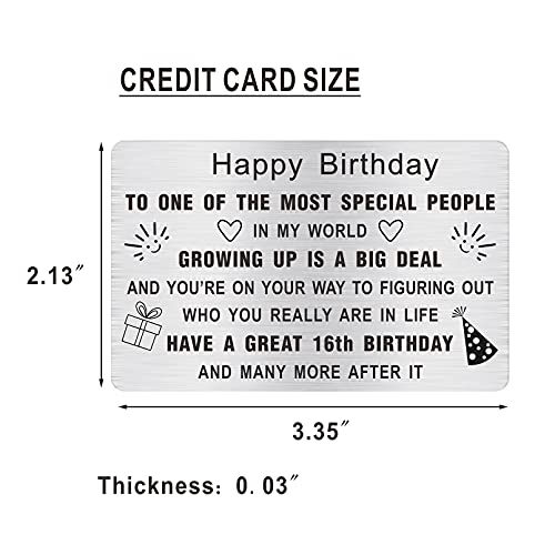 Tgcnq 16Th Birthday Card 16 Birthday Gifts For Boys Girls - 16 Year Old Birthday Engraved Wallet Card Insert #TOP1