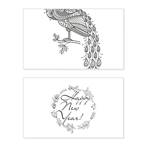 Tarjeta conmemorativa de año nuevo con motivos de pájaros y sofisticado mensaje en inglés