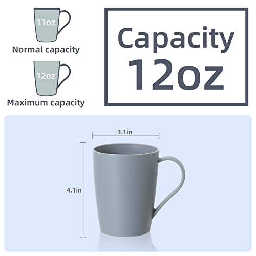 Hawnn Coffee Mugs Set Of 6, Plastic Coffee Cups Set, 12 Ounce Unbreakable Coffee Mug Plastic With Handle, 3 Basic Colors, Reusable Plastic Mug Dishwasher Safe #TOP1