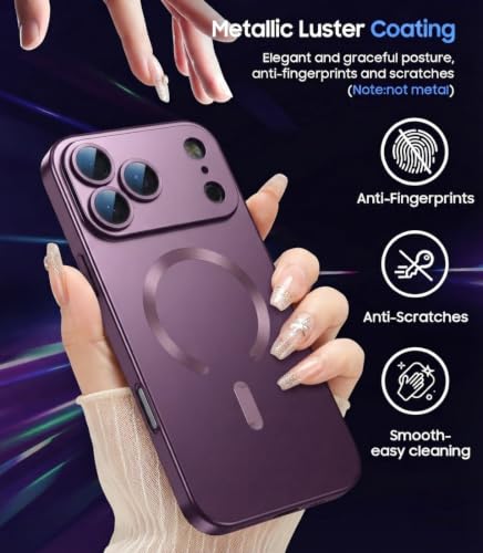 Image of DIZORO Magnetic Case for (iPhone 17 Pro Max) Case [Compatible with MagSafe][Built-in Camera Lens Protector] Slim Soft Silicone Bumper Shockproof Metallic Luster Back Cover Phone Case (Royal Deep)