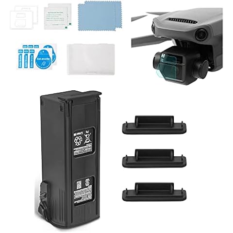 Mavic 3 Battery Dustproof Charging Port Protector Cover + 2 Sets Tempered Glass Lens Film Protector Combo for DJI Mavic 3 Drone Cover