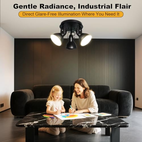 Image of HiBay Ceiling Light Fixtures, 3-Lights Adjustable LED Spotlight Black