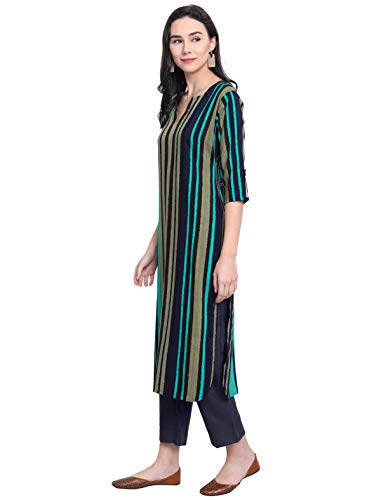 Image of 1 Stop Fashion Women's Viscose Rayon Multi Color Printed Straight Kurta