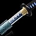 SANJISTU Samurai Sword | Traditional Hand-Forged Katana Swords Authentic Japanese Anime Samurai | High Carbon Steel Katanas Collection Sharp Full Tang (Teal-Iron Waves)