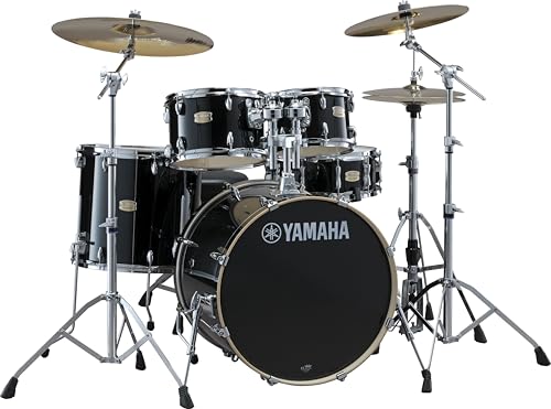 Yamaha Stage Custom Birch 5pc Drum Shell Pack With a 22 Kick Drum and 14” Snare Drum in Raven Black For Students and Working Drummers