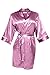 Produktbild VA-Fashion Damen Morgenmantel Kimono Brautjungfern Bridesmaid Braut Hochzeit Satin kurz, Heide, XL